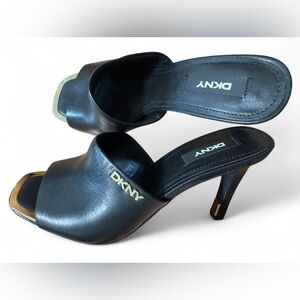 DKNY Elegant Black Heeled Mules